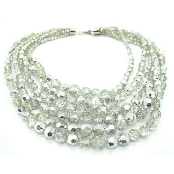 Unbranded Jewelry - Silver Clear Acrylic Multi-Strand Graduated Bead